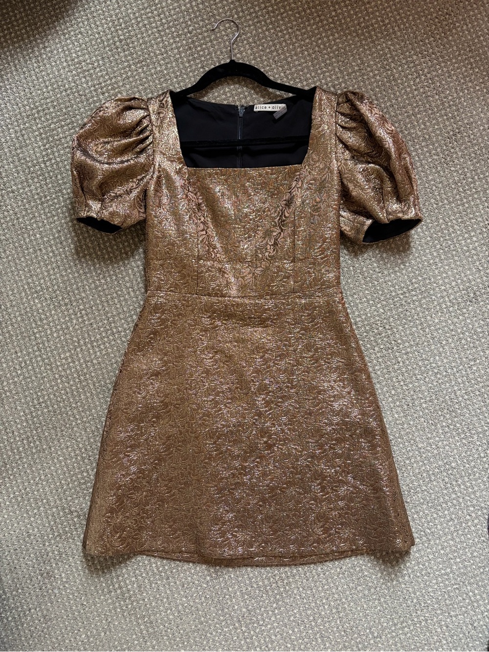 Alice + Olivia Kalen Puff Sleeve Mini Dress - Bronze View 5